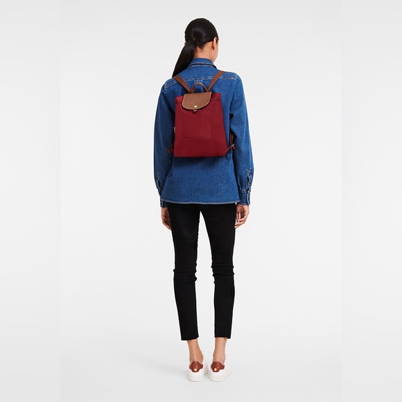 Longchamp Red Le Pliage Nylon Canvas Original Backpack - Picture 9 of 9